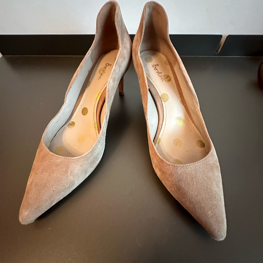 Boden Beige Suede Pointed Toe Heels